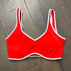 Vibrant Red Women's Bra with White Trim